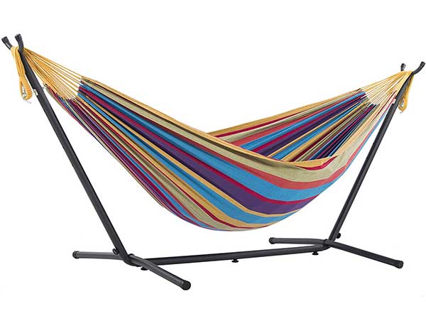 Vivere Double Hammock & Space-Saving Steel Stand (Highest Rated)