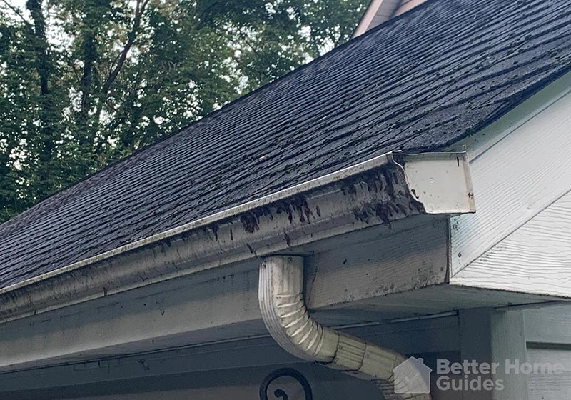 Gutters on a home close up view